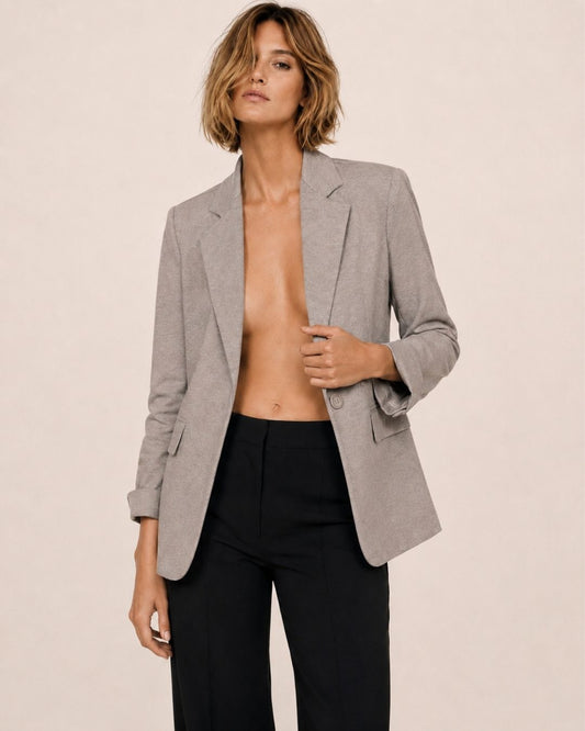 Sacou gri damă premium pentru ținute office și smart casual.