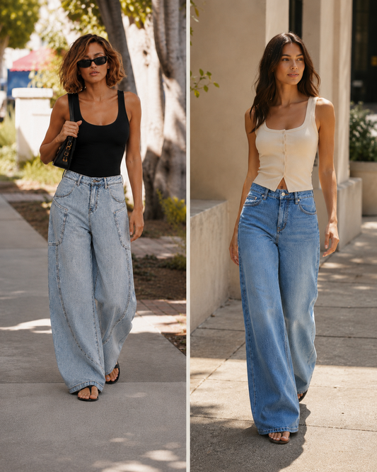 : Blugi Balloon vs Wide Leg damă – comparație între cele două croieli
