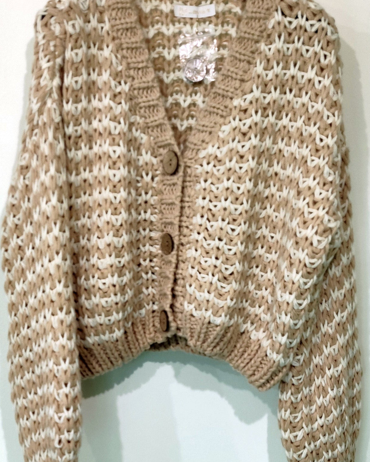 cardigan dama  gros bej 
