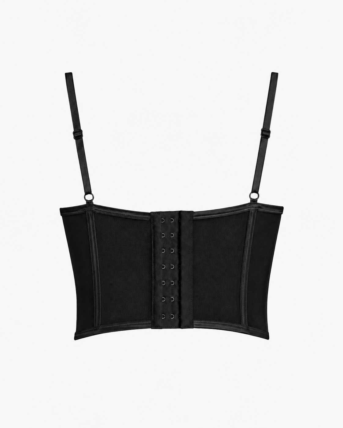 Model purtând corset damă cu volănașe pe cupe și design feminin.