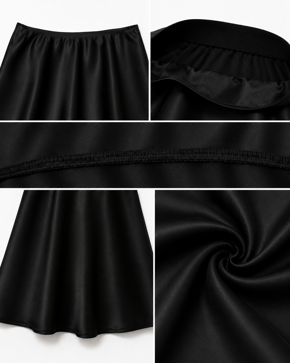 Fustă satinată feminină cu design minimalist și versatil.