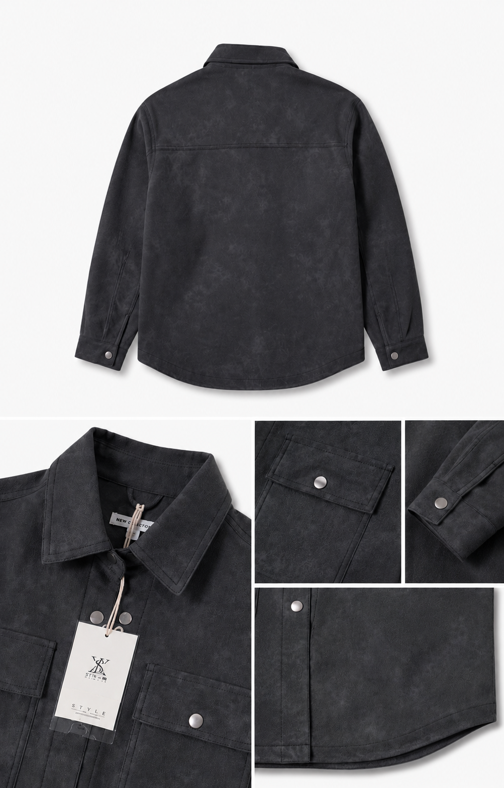 Geacă oversized feminină cu aspect suede și croială relaxată.