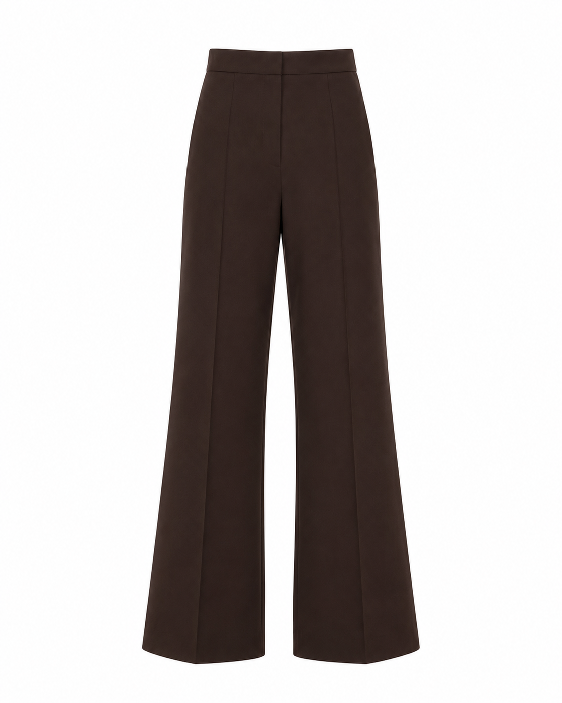 Pantaloni damă stretch flare maro,  croială elegantă și material elastic.